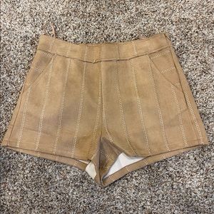 She + Sky tan shorts with stitching from boutique